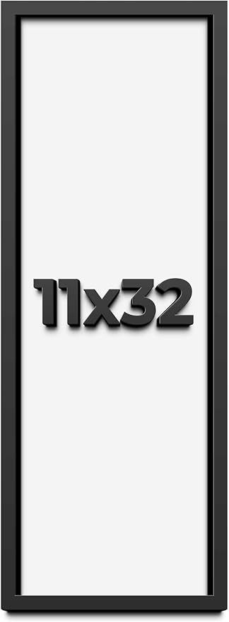 11x32 Shadow Box Frame Black | 1 Inch Deep Solid Wood Shadowbox Display Frame | by CustomPictureFrames