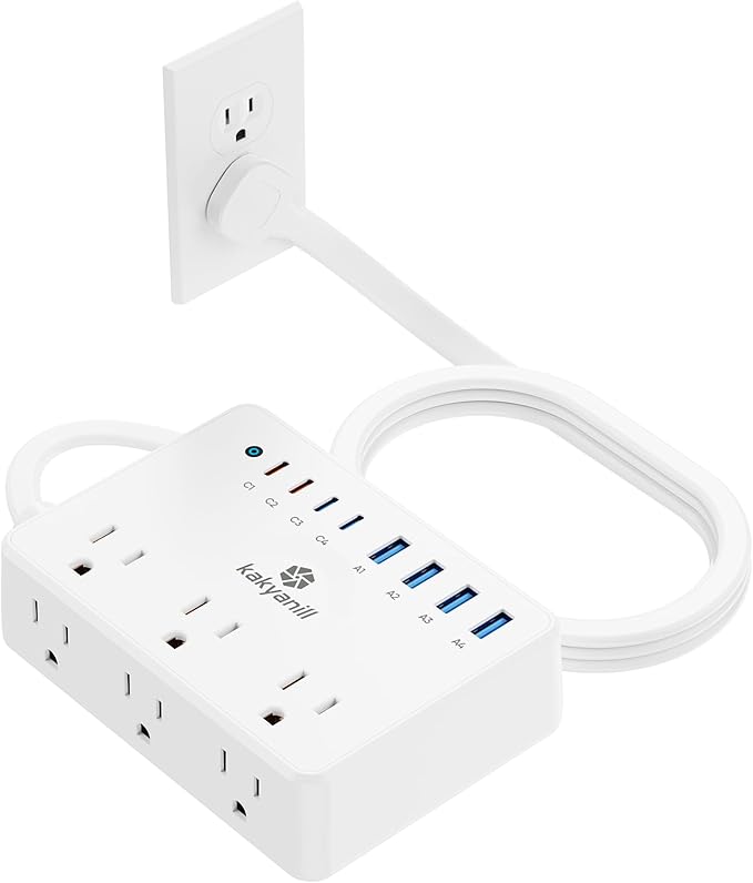 Kakyanill 100W Charging Station, 6 AC Outlets 8 USB Power Strip by kakyanill