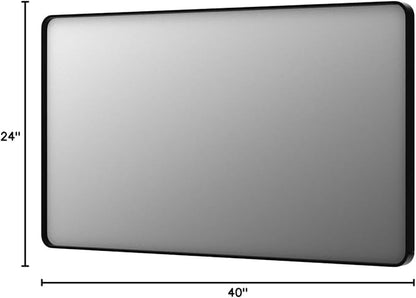 LOAAO 40x24 Inch Black Metal Framed Bathroom Mirror - Image 7