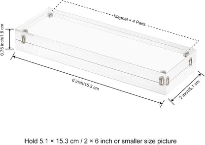 Boxalls 2x6 Inches Acrylic Picture Frames - 5 Pack, Clear Frameless 2x6 Photo Frames with Magnetic, Double Sided Transparent Desktop Frame (5 Pack)