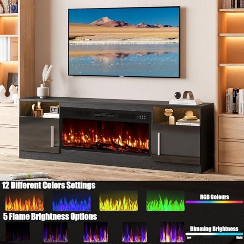vitesse 70”fireplace tv stand,modern entertainment center heating fireplace, package contents