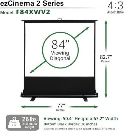 Elite Screens ezCinema 2, Portable Manual Floor Pull Up Scissor Backed - Image 5