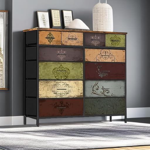 Dresser for Bedroom with 12 Drawers, Tall Fabric Drawer Dresser, Chest of - Image 5