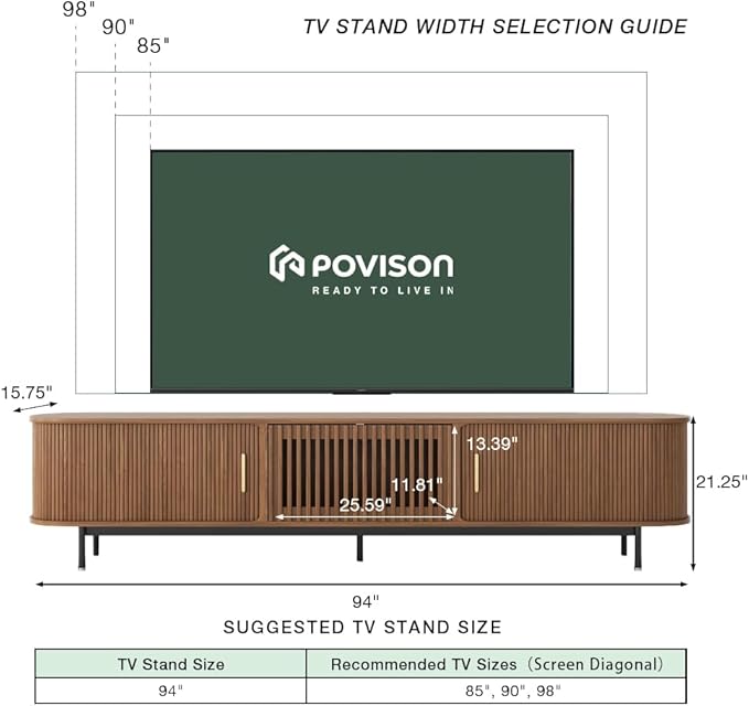 POVISON Sliding Tambour Door TV Stand - Image 4