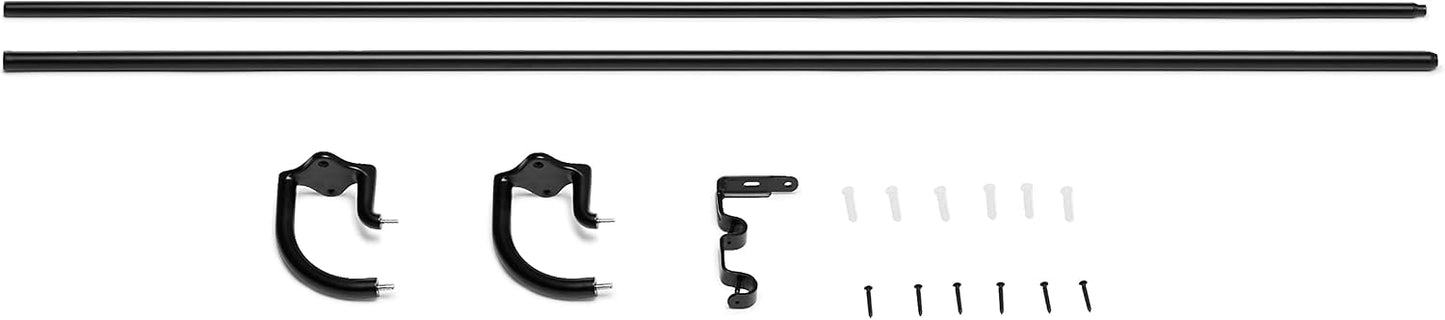 Amazon Basics Room Darkening Double Curtain Rod, 48" to 88", Black, Easy to Install