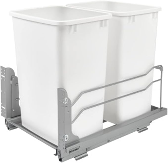 Rev-A-Shelf Double Trash Can Under Kitchen Cabinets Pullout, 35 Quart 8.75 by Rev-A-Shelf