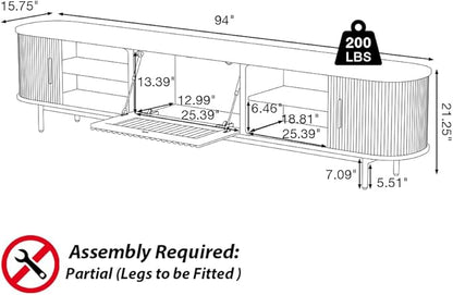 POVISON Fully-Assembled Mid Century Modern TV Stand - Image 4