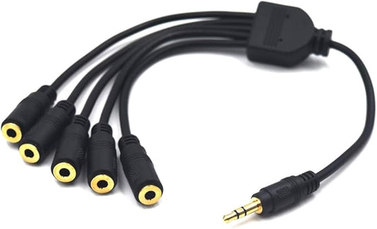 Kework 12 Inch 1/8” 3.5mm TRS Splitter Audio Cable, 1 Male to 5 Female 3.5mm by Kework