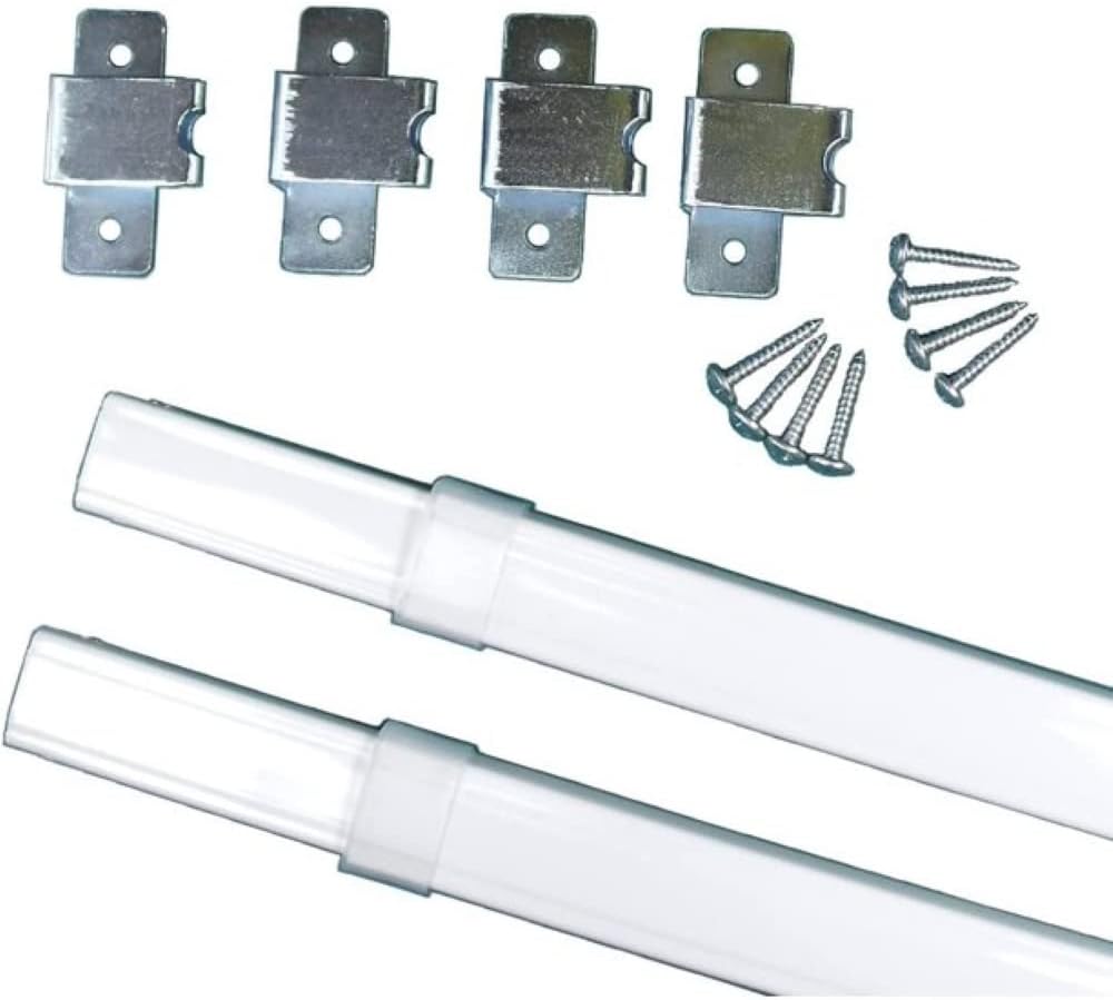 TWO Kirsch FLAT SASH RODS for Top & Bottom Doors & Sidelights 18" - 28" 6412-025c, White