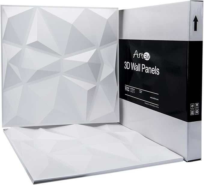Art3d 12 Pack 3D Diamond Design Wall panels 19.7"x19.7" PVC Panel - Image 3