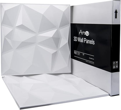 Art3d 12 Pack 3D Diamond Design Wall panels 19.7"x19.7" PVC Panel - Image 3