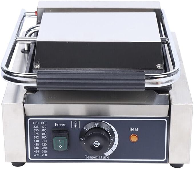 Commercial Sandwich Panini Press Grill, 1800W Single Flat Plates Electric by BFDIEEM
