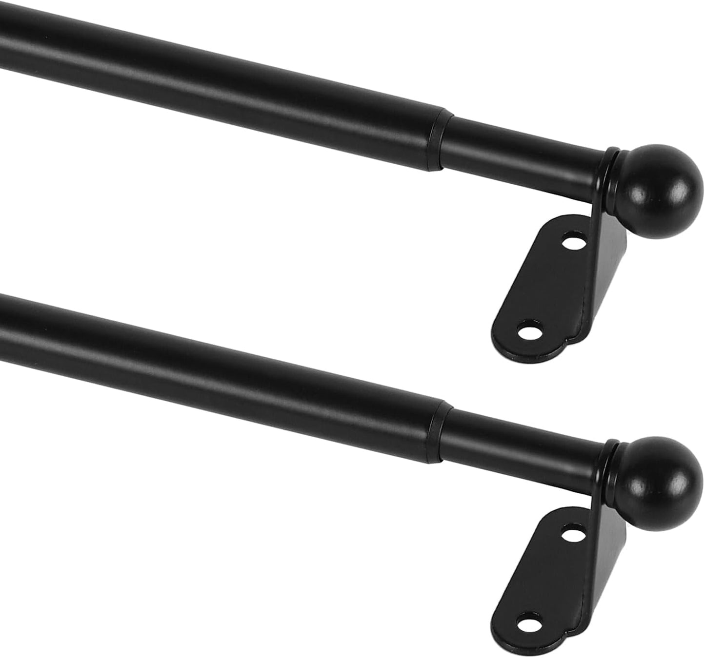 KXLife Cafe Curtain Rod 18-30 Inch, 1/2" Diameter, Door Curtain Rod, Black | Adjustable Small Curtain Rods, Screws Mounted with Brackets, Fit for Windows, French Door