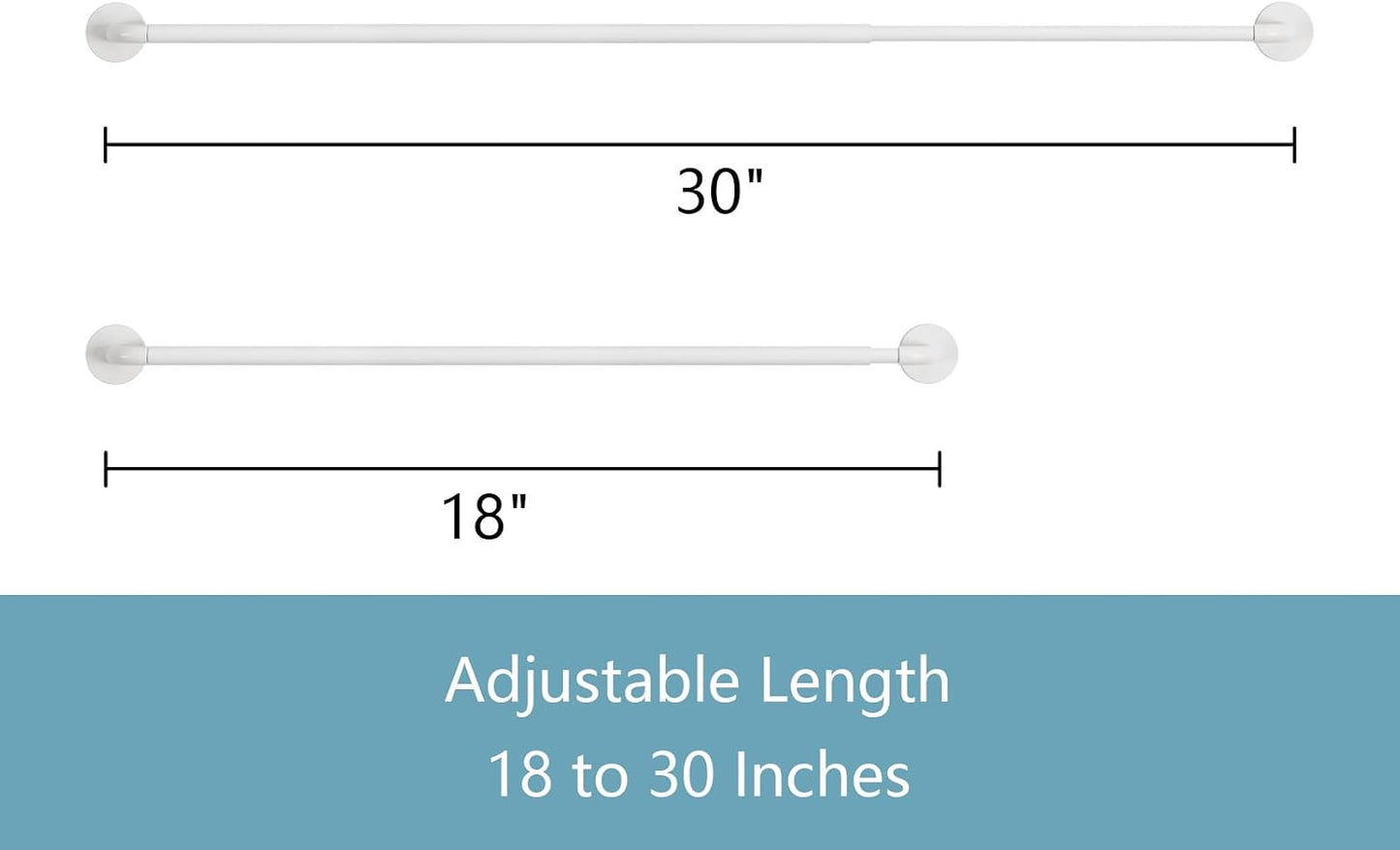 TYRON 1 Pack Magnetic Curtain Rod for Metal Door Adjustable 18-30 Inch, 3/8 in. Diameter, French Door Magnetic Cafe Curtain Rod(White)