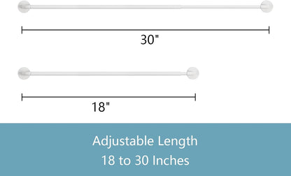 TYRON 1 Pack Magnetic Curtain Rod for Metal Door Adjustable 18-30 Inch, 3/8 in. Diameter, French Door Magnetic Cafe Curtain Rod(White)