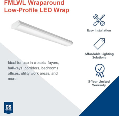 Lithonia Lighting 4 Foot LED Light Fixture, Low-Profile LED Wraparound Flush - Image 2