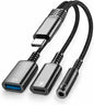 Mizi 3-in-1 USB C to Headphone Jack and Charger Adapter, 60W PD Fast Charging & by Mizi