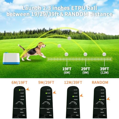 automatic dog ball launcher, auto/manual paw-activated dog ball, side view