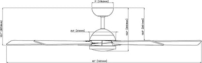 Rotary Indoor and Outdoor 5-Blade 65in Smart Home Ceiling Fan in Matte Black - Image 9