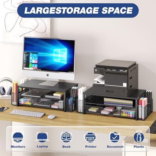 opnice desk organizer and accessories, 2-tier computer monitor, close-up detail