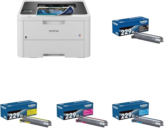 Brother HLL3220CDW Printer and TN229XL Black and Colors High Yield Toners by Brother
