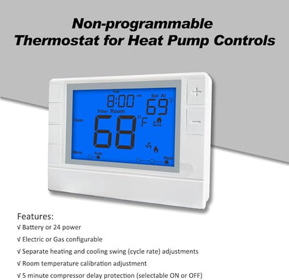 Thermostat for Home, Premium Heat Pump Room Temperature Controller, - Image 2