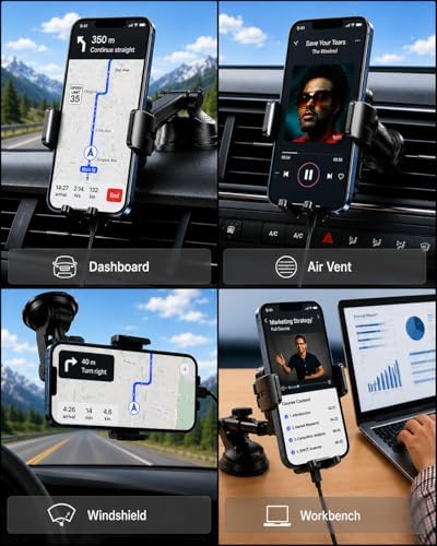 HTU Upgraded 15W Fast Charging Auto-Clamping Wireless Car Charger Mount