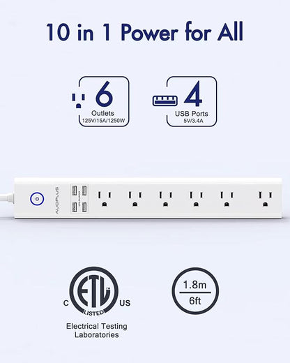 2 Pack Power Strip Surge Protector Flat Plug - Image 2