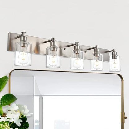 TODOLUZ 5-Light Vanity Light Fixture in Brushed Nickel, Modern Wall Sconce - Image 2