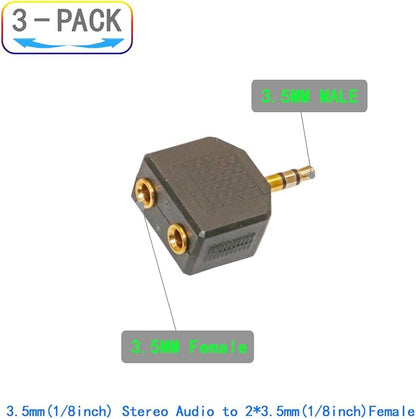 ZJKJHJY 3.5mm Audio Splitter Adapter, 1/8 inch Male to 2X Female Y-Connector - Image 2