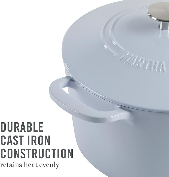 MARTHA STEWART Gatwick 7-Quart Enamel Cast Iron Dutch Oven Pot - Image 2