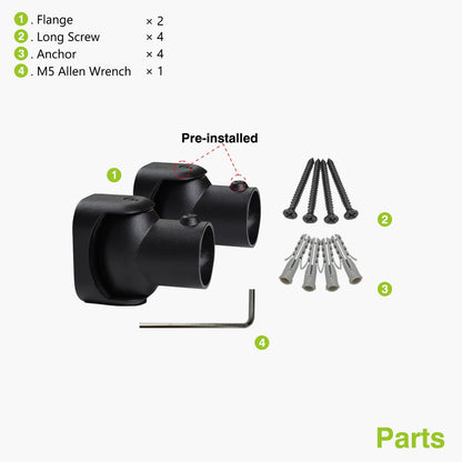 Naiture Shower Curtain Rod Single Swivel Flange or Bracket, Black | Solid Zinc Alloy, Fits 1" OD Shower Rods, Ideal for Sloped Ceilings & Corner Showers, Rustproof, Permanent Installation