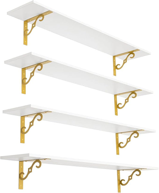 DINZI LVJ Long Wall Shelves, 47.3" Large Floating Shelves Set of 4, Farmhouse by DINZILVJ
