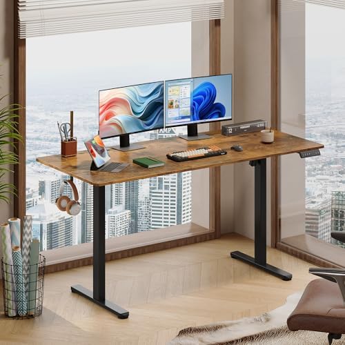 devaise 63 inch standing desk with split top shown in use