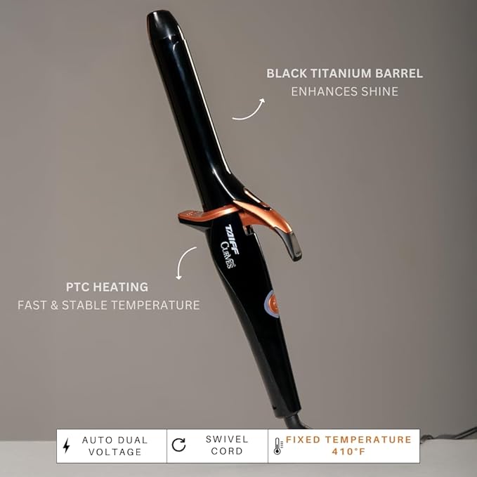 TAIFF Curves Professional Black Titanium Curling Iron – High-Performance Hair - Image 4