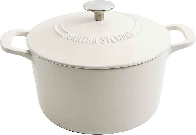 MARTHA STEWART Gatwick 7-Quart Enamel Cast Iron Dutch Oven – Linen Color by MarthaStewart