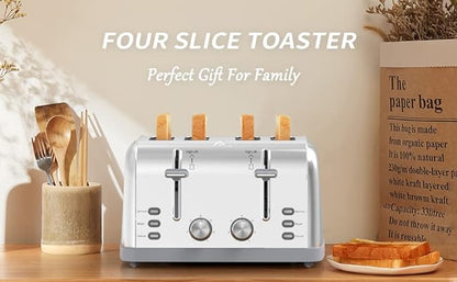 Toaster 4 Slice Retro Stainless Steel, Best Prime 4 Slice Toaster Wide Solt - Image 8