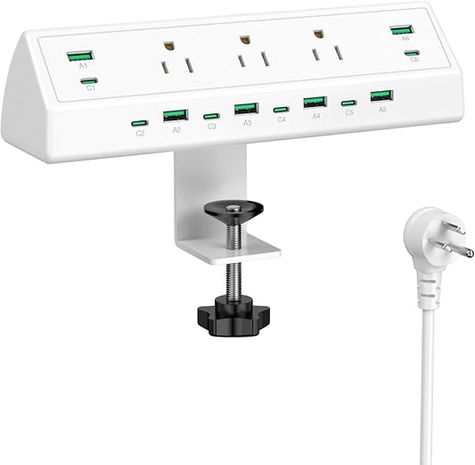 Jgstkcity 90W Desk Clamp Power Strip, 12 USB Ports, Surge Protector, ETL Listed by Jgstkcity