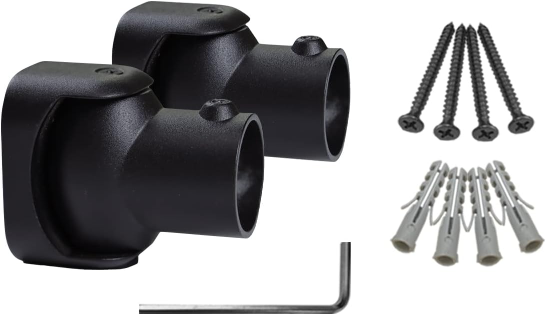 Naiture Shower Curtain Rod Single Swivel Flange or Bracket, Black | Solid Zinc Alloy, Fits 1" OD Shower Rods, Ideal for Sloped Ceilings & Corner Showers, Rustproof, Permanent Installation