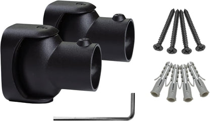 Naiture Shower Curtain Rod Single Swivel Flange or Bracket, Black | Solid Zinc Alloy, Fits 1" OD Shower Rods, Ideal for Sloped Ceilings & Corner Showers, Rustproof, Permanent Installation