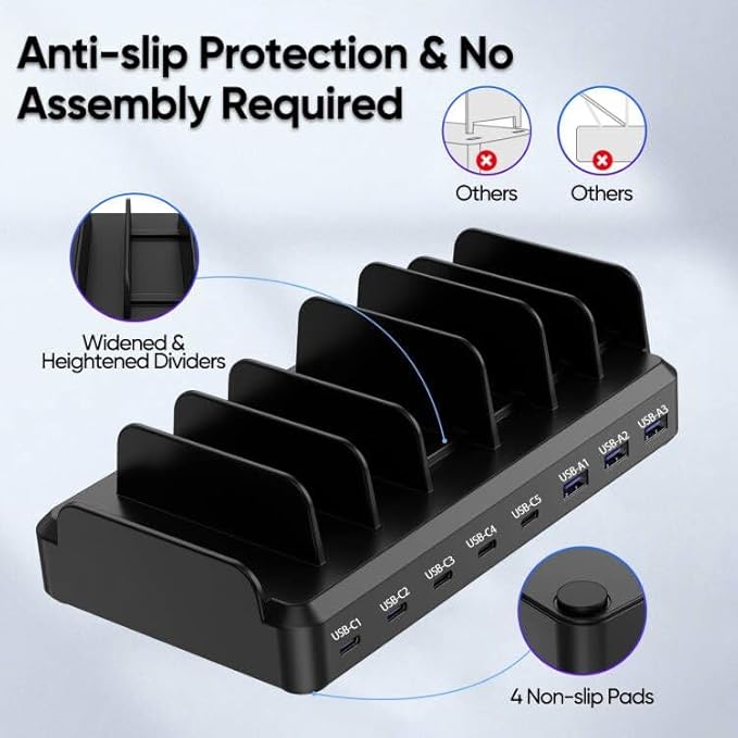 300W Charging Station for Multiple Devices, 8 Port Multi USB C Fast Charger - Image 4