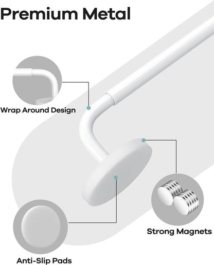 2 Pack Magnetic Curtain Rods for Metal Door, Adjustable 18 to 30 Inch Curtain Rod, 3/8" Diameter Magnet Rods for French Doors Window Cafe(White, 2Pack)