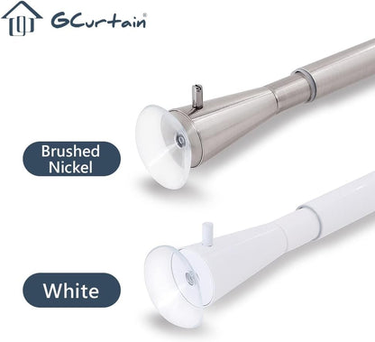 Shower Curtain Rod No Drilling, Spring Tension Rod, 34-56 Inch, 3/4 Inch Diameter, Suction Cup on Either End, 1PCS, White