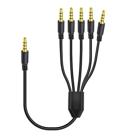 MysRuida 3.3ft 1/8” 3.5mm TRRS Stereo Audio Cable, 1 to 5 Splitter Male Aux Cord by Unknown