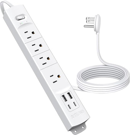 TROND Flat Plug Power Strip USB-5ft Flat Extension Cord Surge Protector Wall by TRONDOfficial