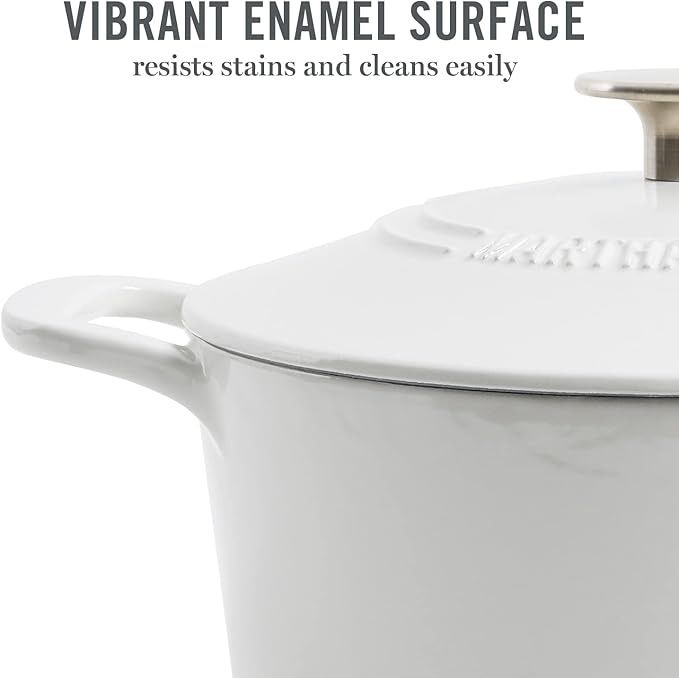 MARTHA STEWART Gatwick 7-Quart Enamel Cast Iron Dutch Oven – Linen Color - Image 3