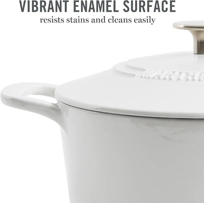 MARTHA STEWART Gatwick 7-Quart Enamel Cast Iron Dutch Oven – Linen Color - Image 3