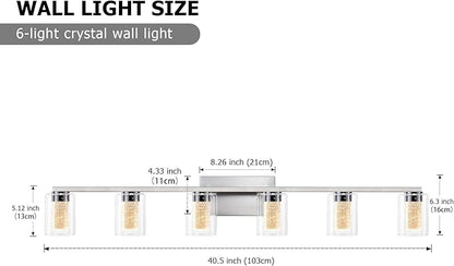 SADENICEL 6 Light Brushed Nickel Bathroom Light Fixtures, LED Vanity Lights - Image 2