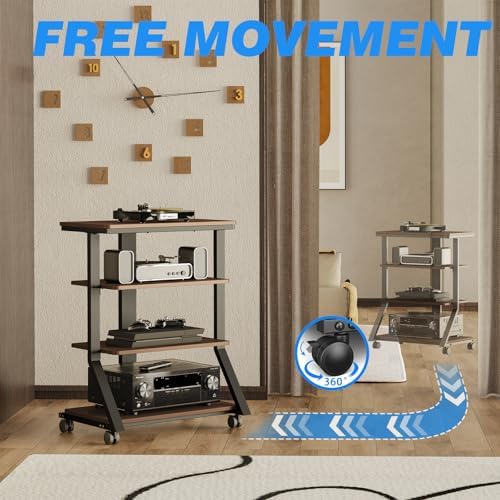 rfiver 4-tier av media stand with wheels, mobile showing dimensions