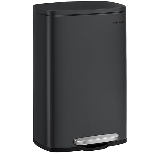 SONGMICS 13 Gallon Trash Can, Stainless Steel Kitchen Garbage Can, Recycling or by SONGMICSbySONGMICSHOME